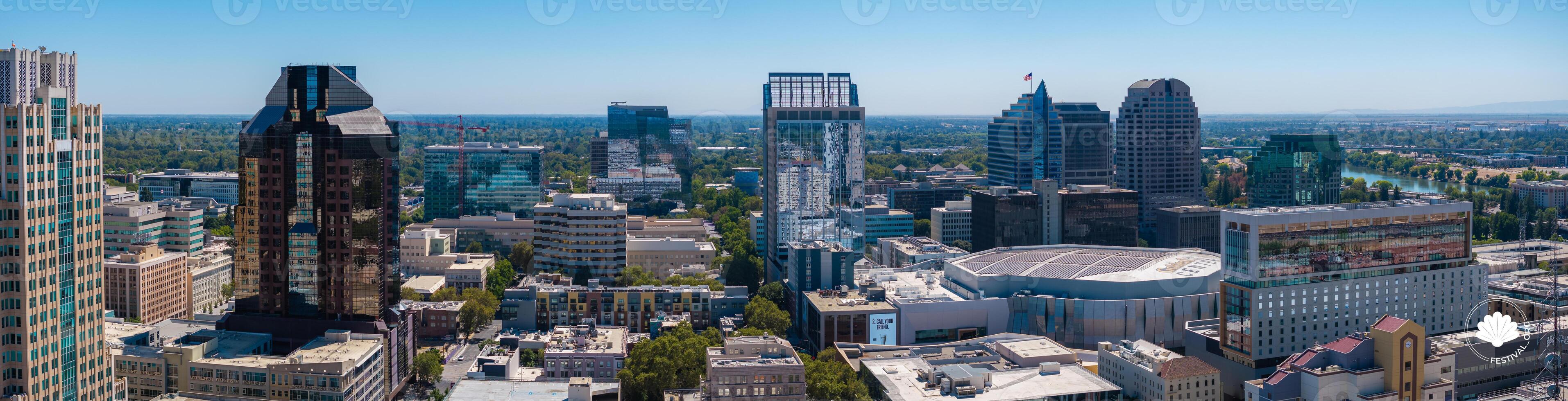 Aerial View of Sacramento Skyline with Wells Fargo Center photo