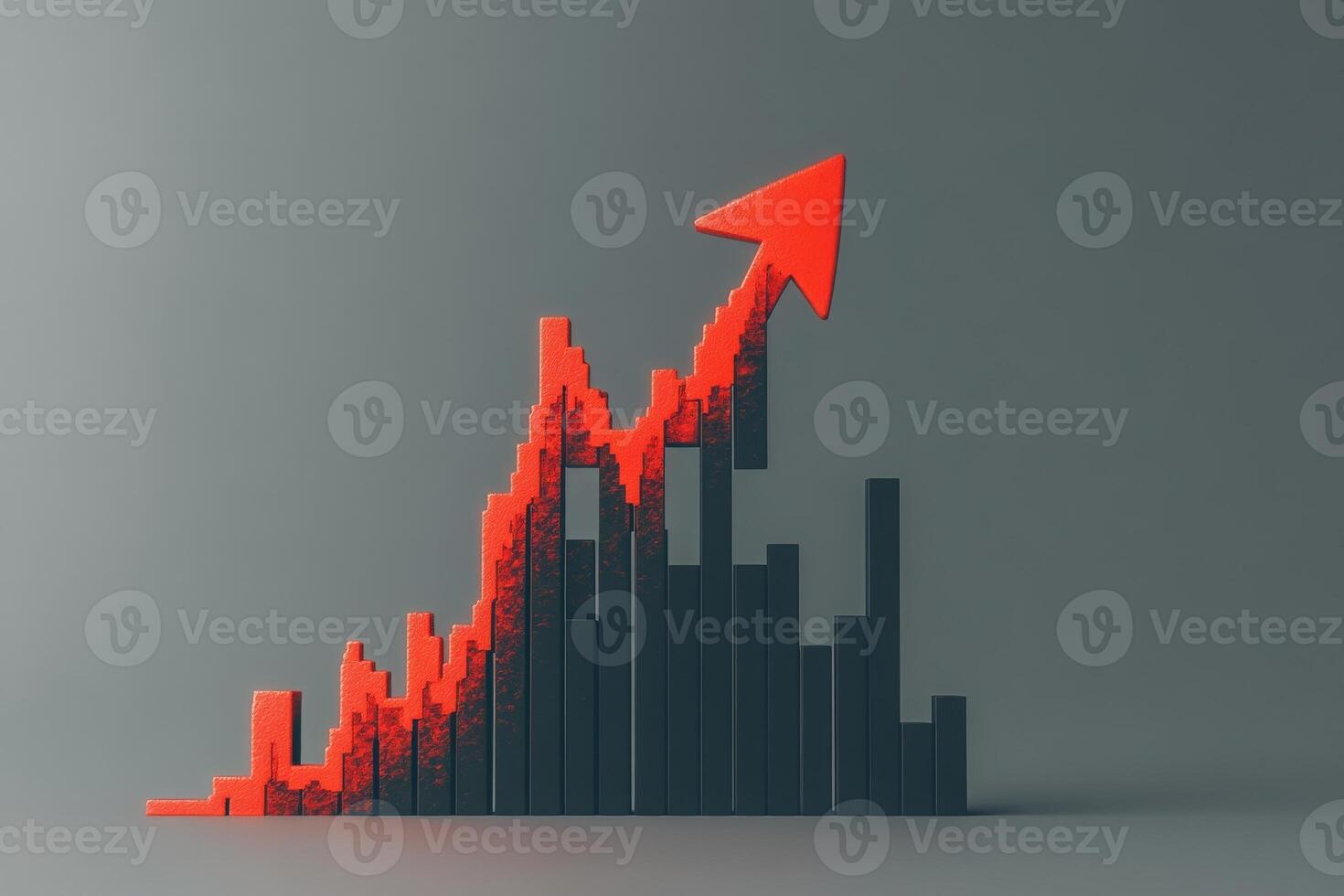 A striking red downward arrow pierces through a climbing bar graph, symbolizing a significant drop in financial performance or market trends, evoking feelings of crisis and urgency. photo
