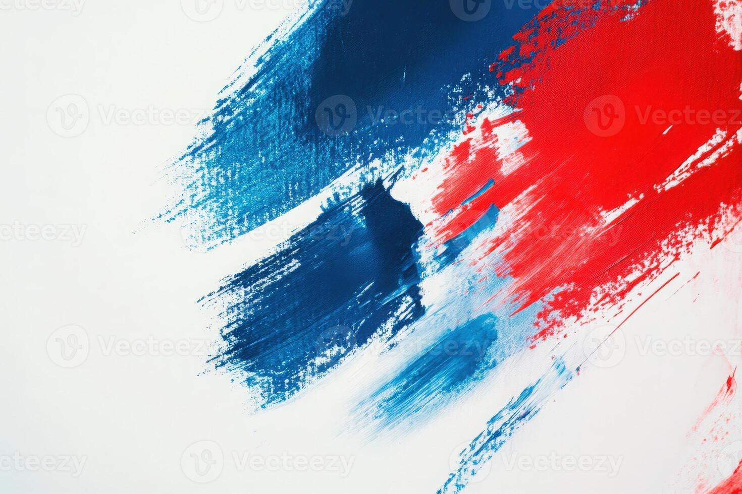 Vibrant brush strokes in shades of blue and red dance across a clean white background, creating an engaging abstract artwork. The dynamic colors evoke a sense of motion and creativity. photo