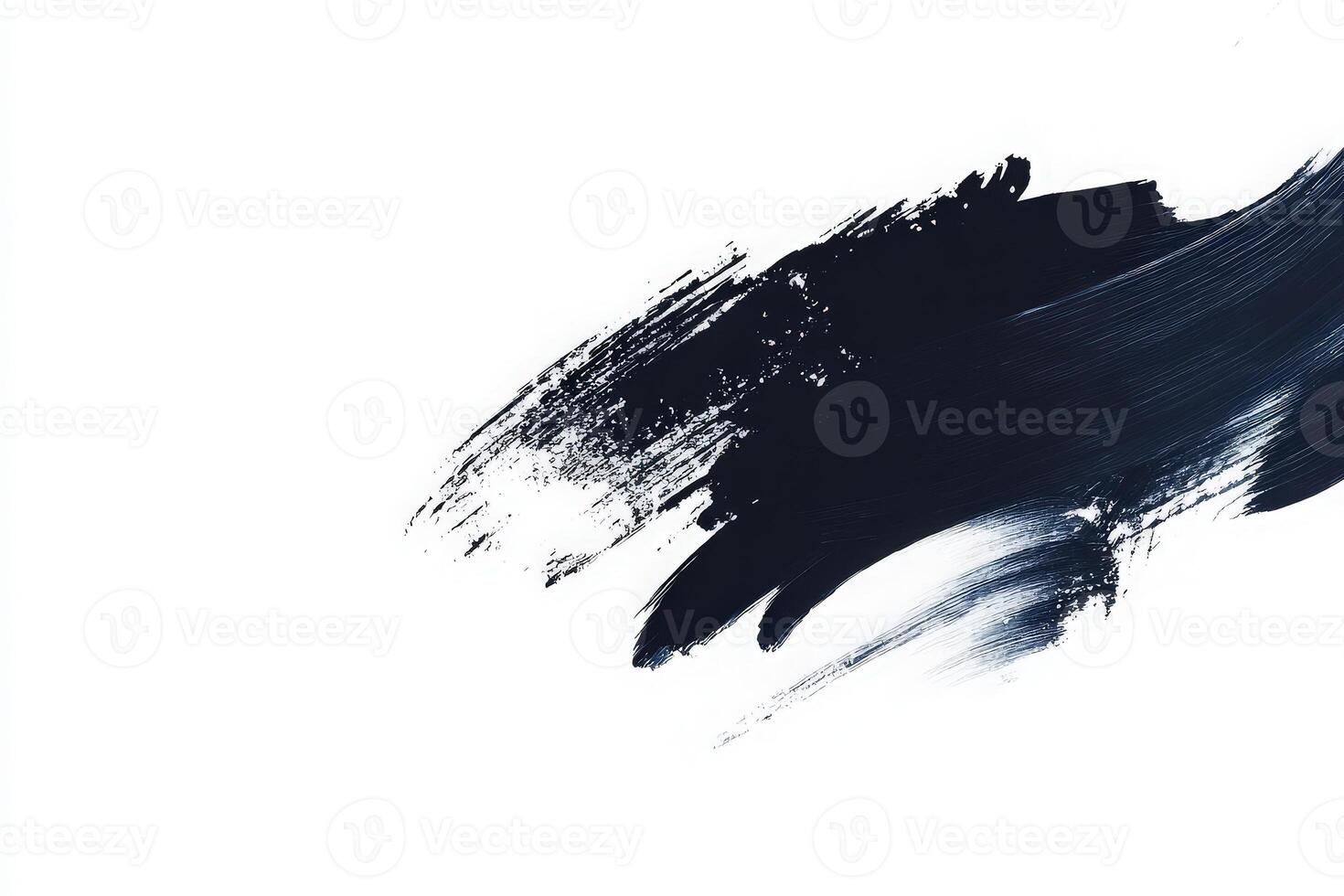 Vivid brush strokes of deep blue paint cascade across a pristine white canvas, creating a striking contrast. The bold marks reflect artistic expression and creativity in a minimalist setting. photo