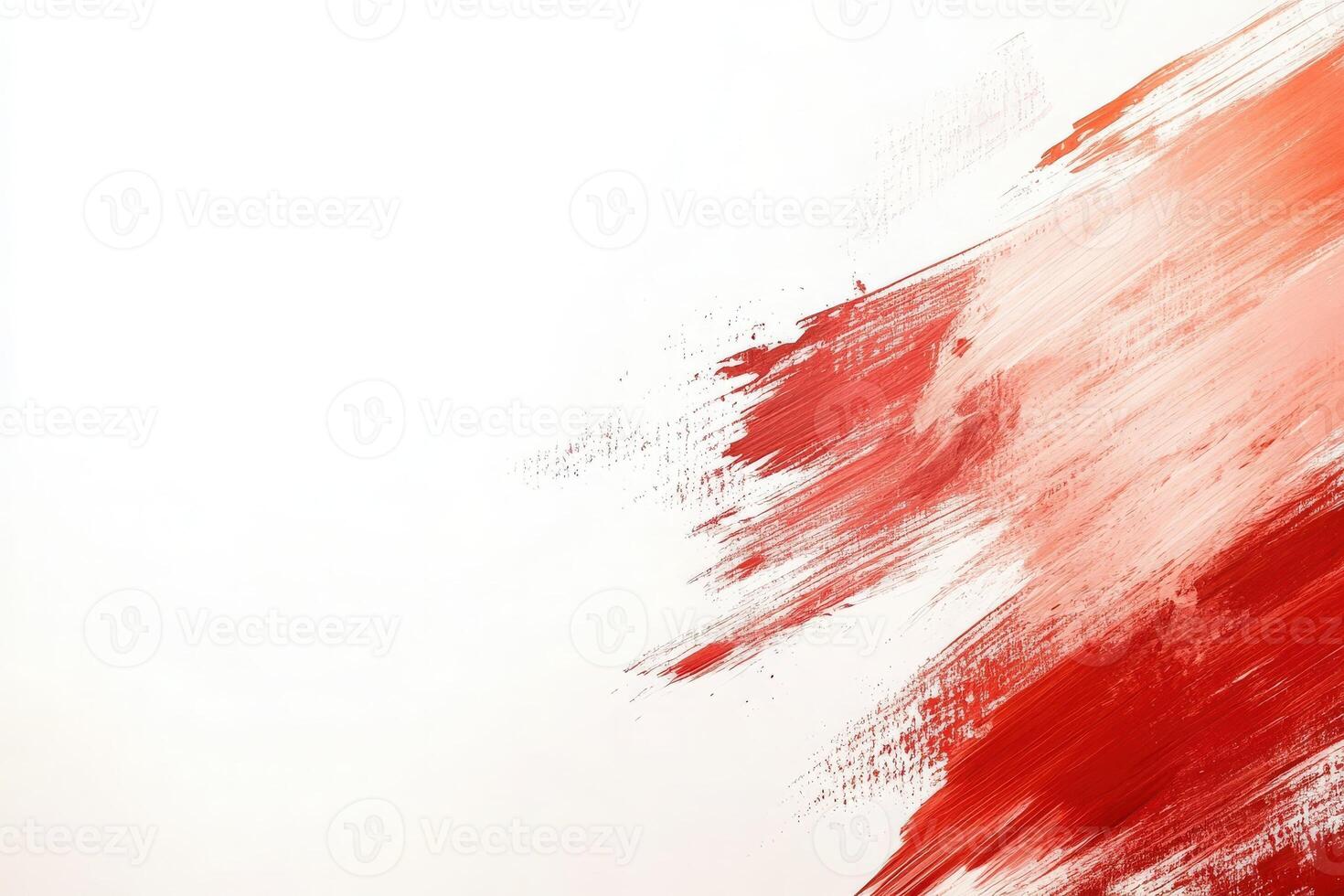 Vibrant red brush strokes flow across a pristine white canvas, showcasing a dynamic interplay of color and texture. The contrasting hues evoke a sense of energy and creativity. photo