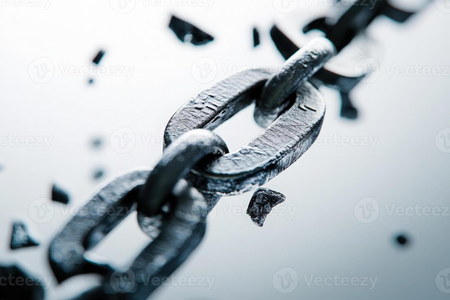 The visual representation of a broken chain highlights the fragility of financial connections, illustrating the potential harm of economic breakdowns in a minimalist design. photo