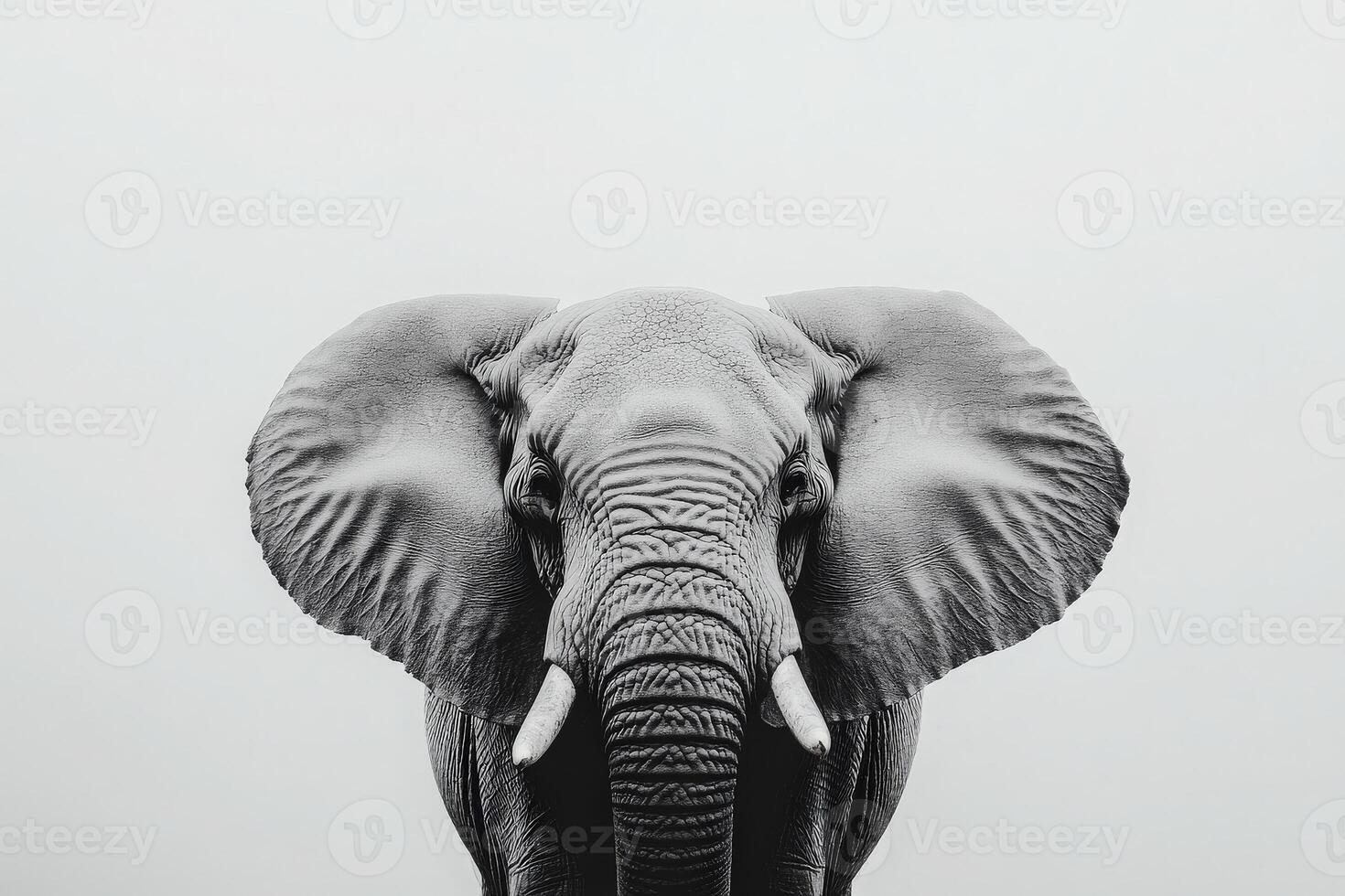 A majestic elephant stands alone, showcasing its powerful presence against a minimalist backdrop, evoking a sense of tranquility and strength in nature. photo