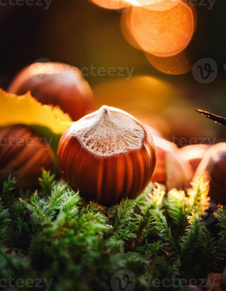 Macro Shot of Nature Life in Forest , Detailed Forest Nature Photography photo