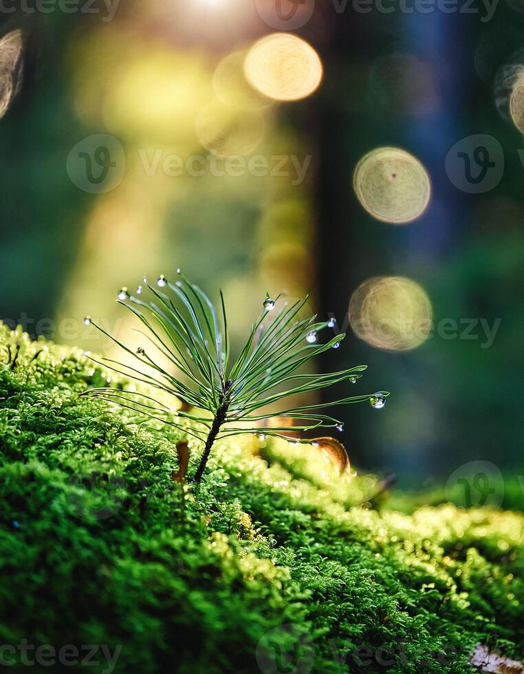 Macro Shot of Nature Life in Forest , Detailed Forest Nature Photography photo