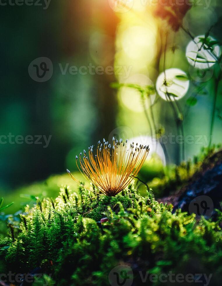 Macro Shot of Nature Life in Forest , Detailed Forest Nature Photography photo
