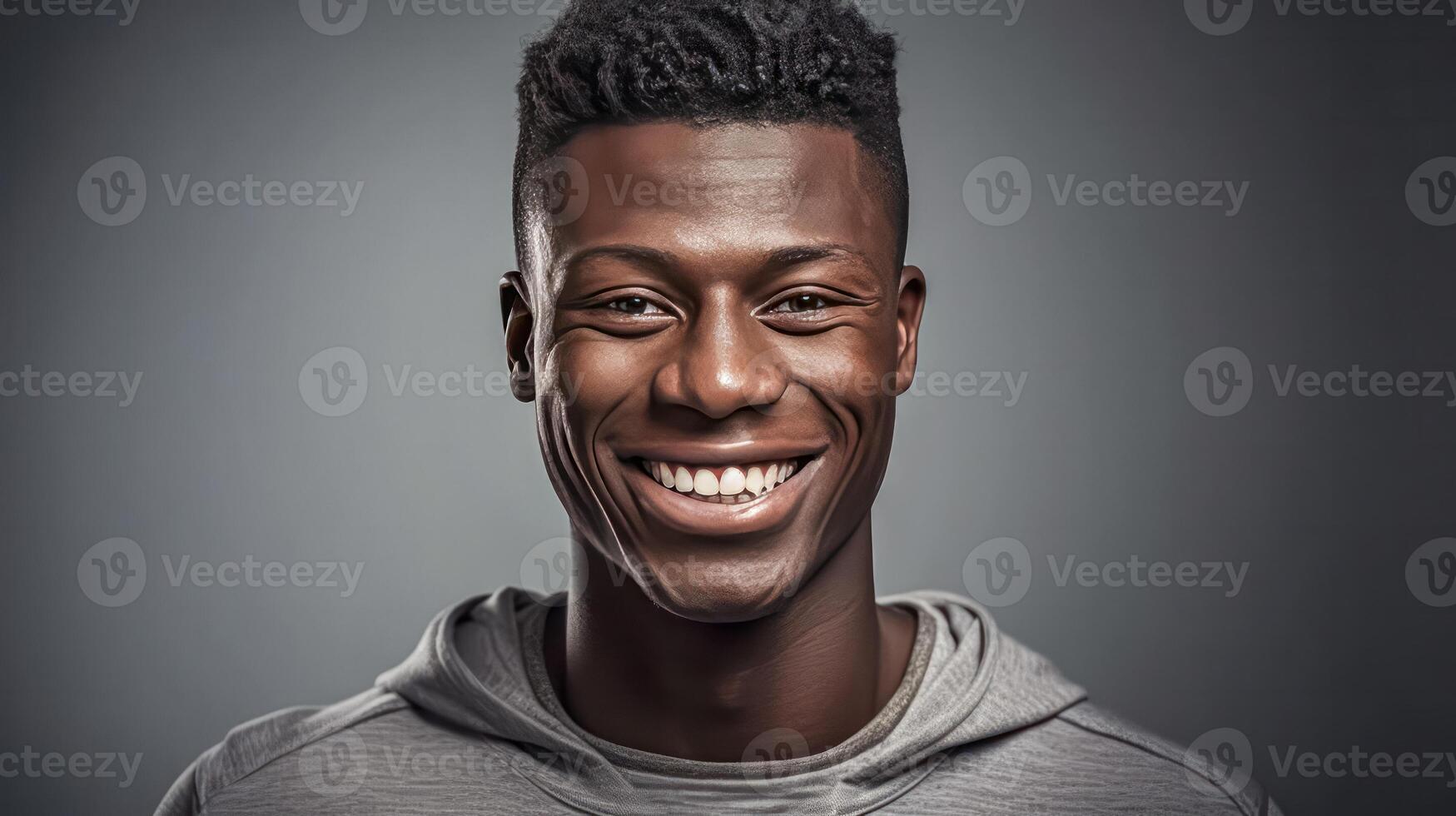 a young African man, his features telling a story of youth, energy, and individuality. photo