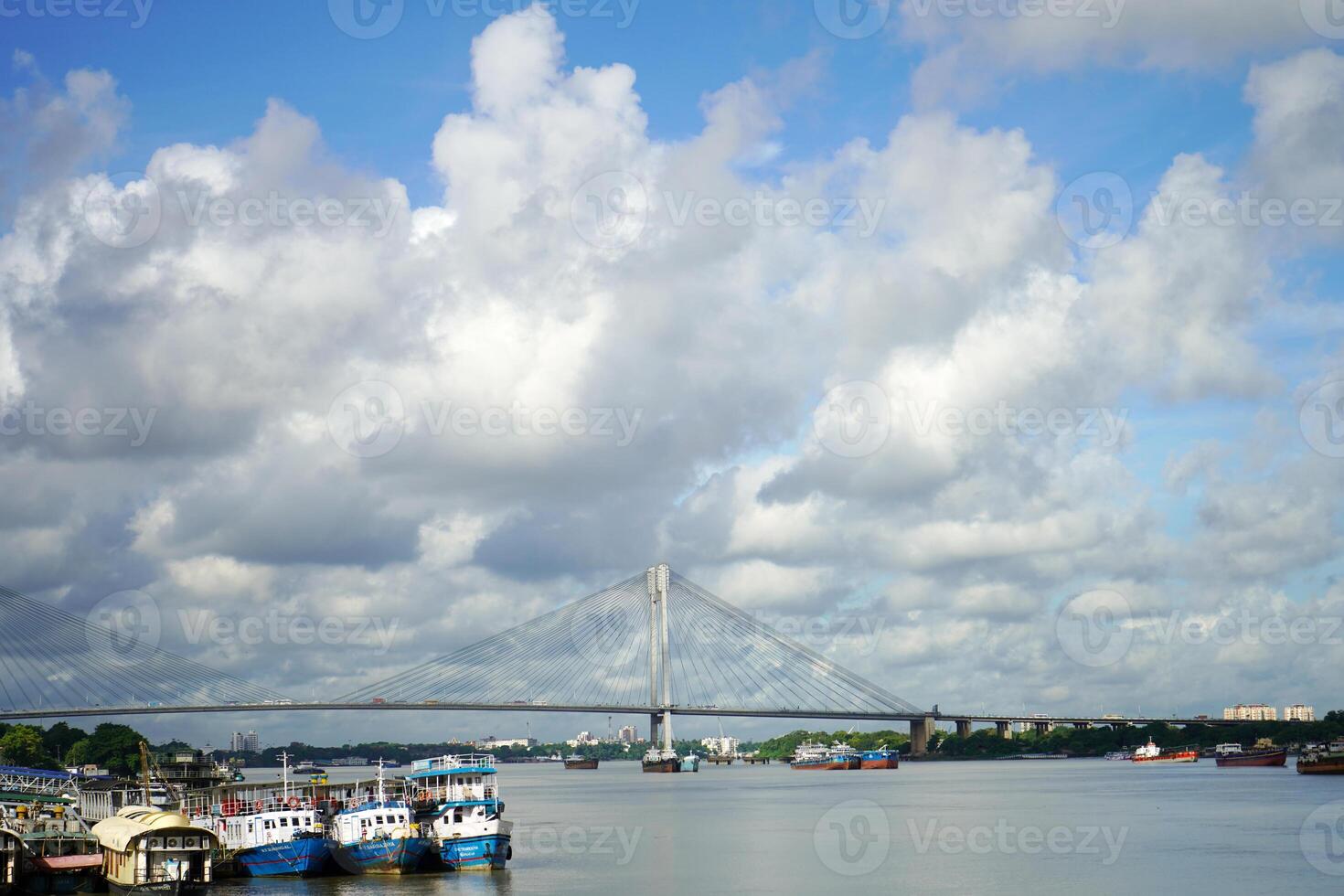Clear Weather in Kolkata Babu Ghat from where Second Hooghly Bridge is Clearly Visible photo