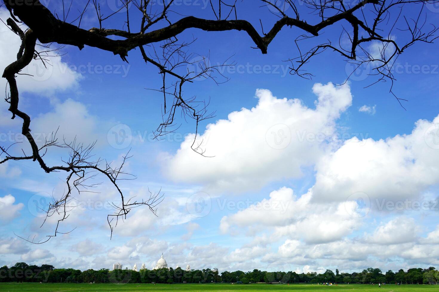 Sky and skyline of Kolkata from Kolkata Maidan photo