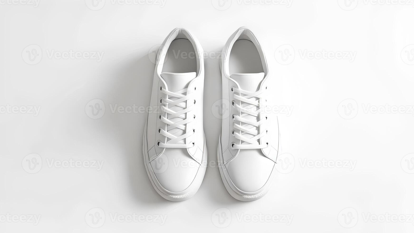 White sneakers on a white background for fashion and shoes branding photo