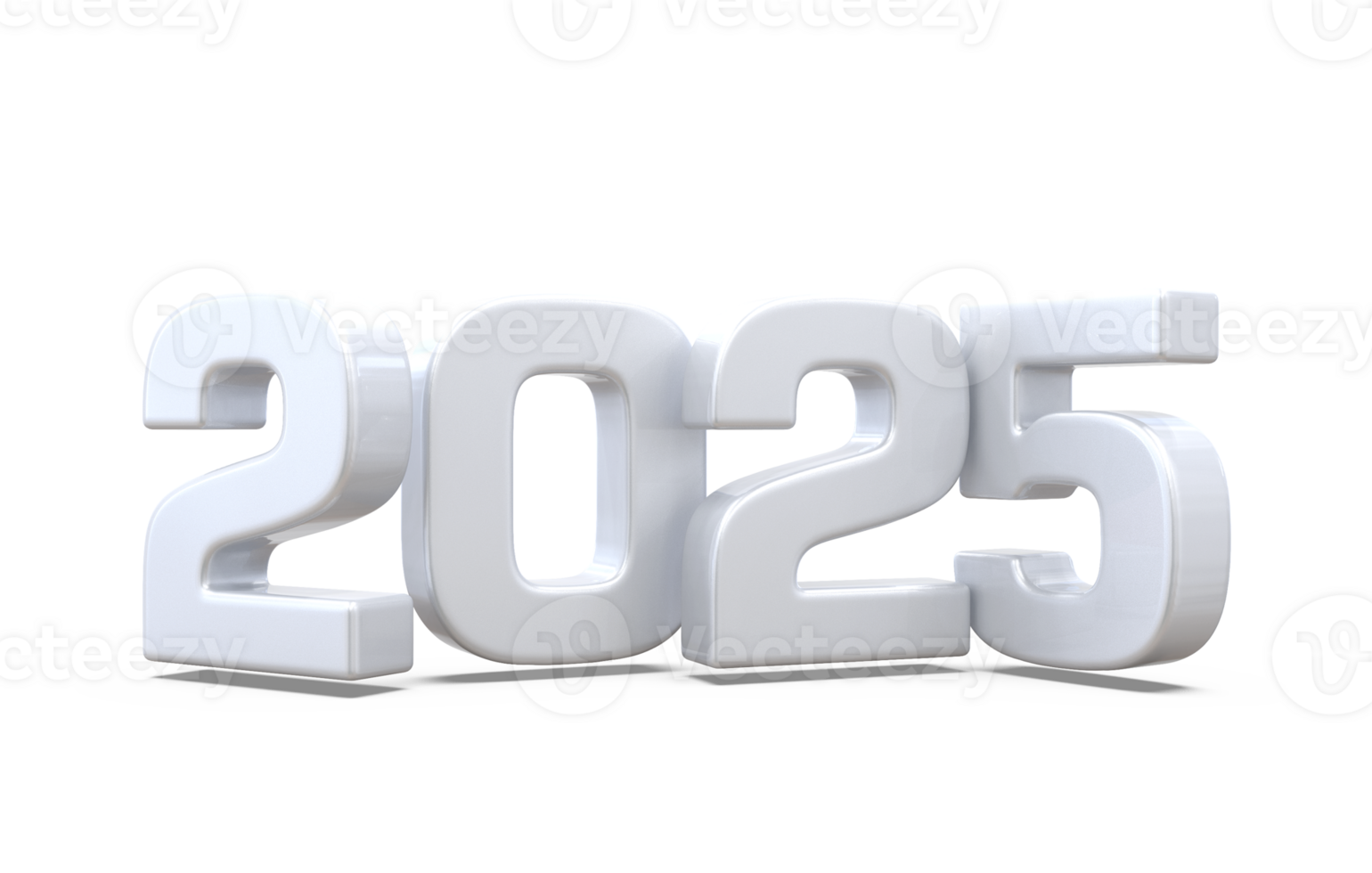 2025 Happy New Year Silver 3D png