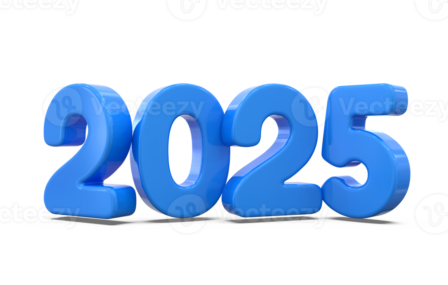 2025 Happy New Year Blue 3D png