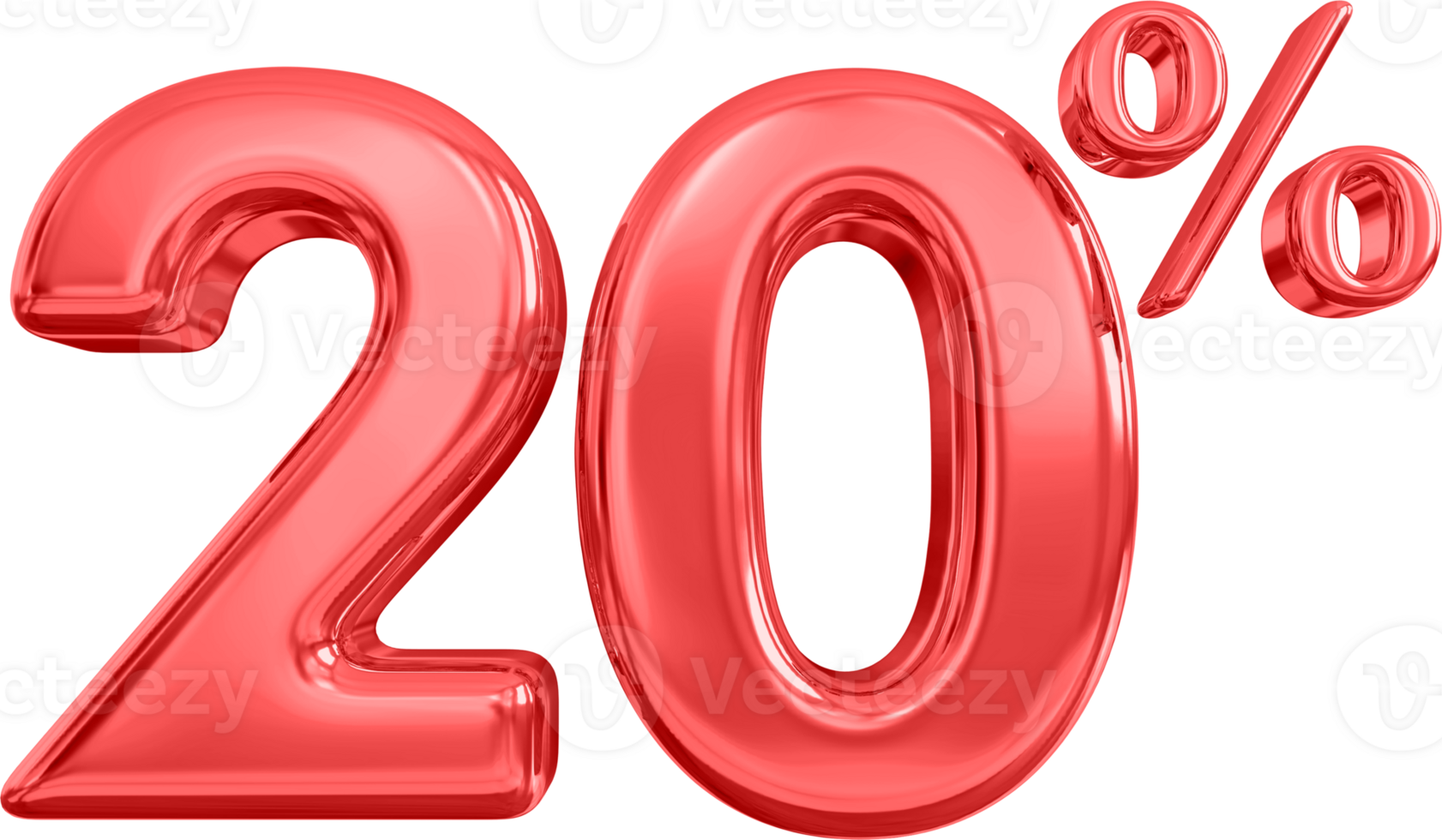 20 percent red offer in 3d png