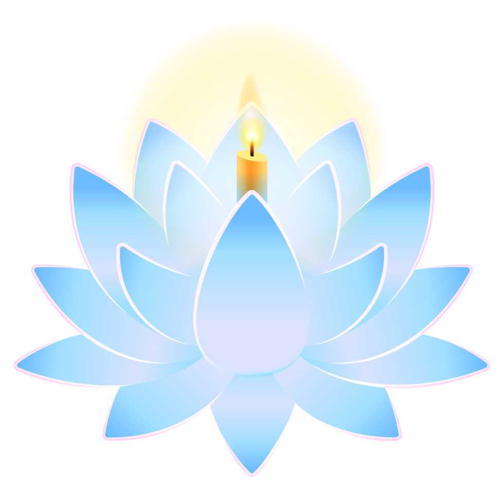 blue lotus flower with candle floating on water for greeting loy krathong thailand festival png
