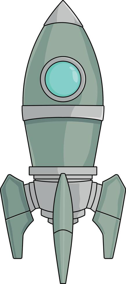 Rocket drawing with black outline without background vector