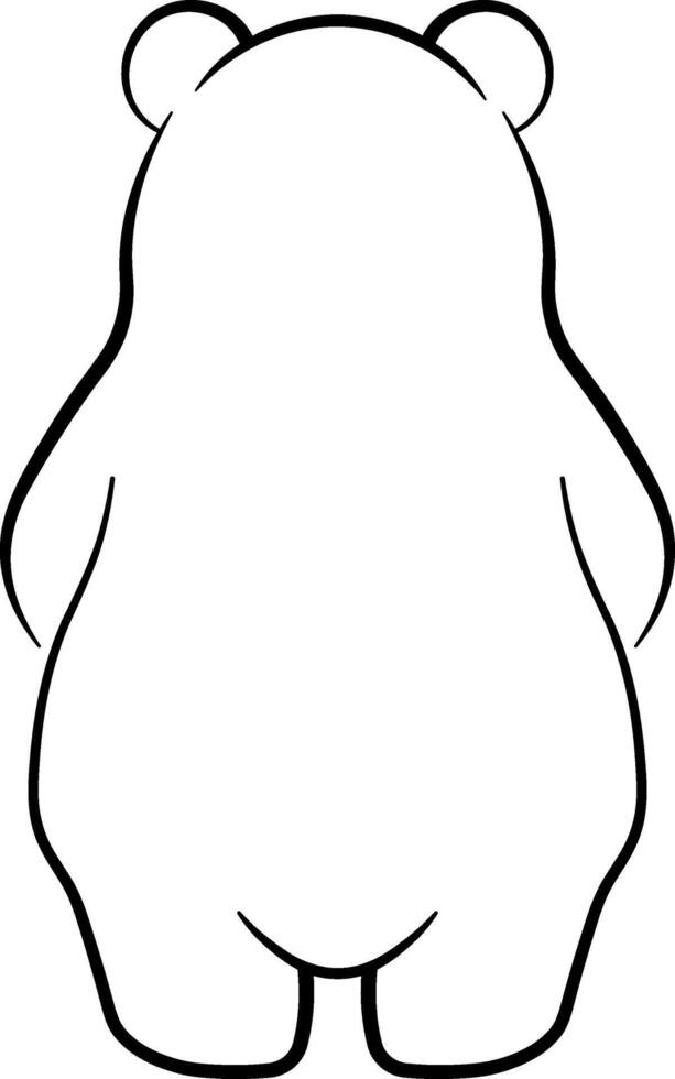 drawing of a bear from the back, black outline, no background vector