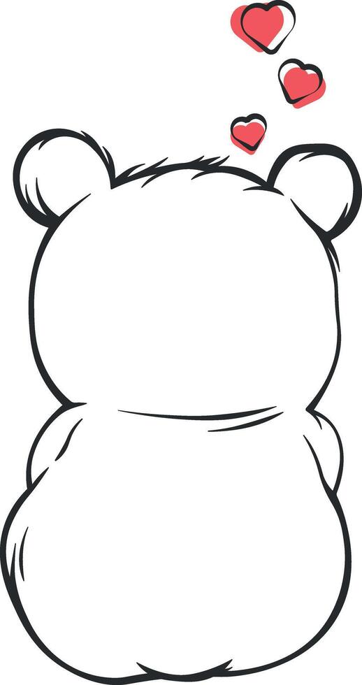 cute bear with red hearts without background vector