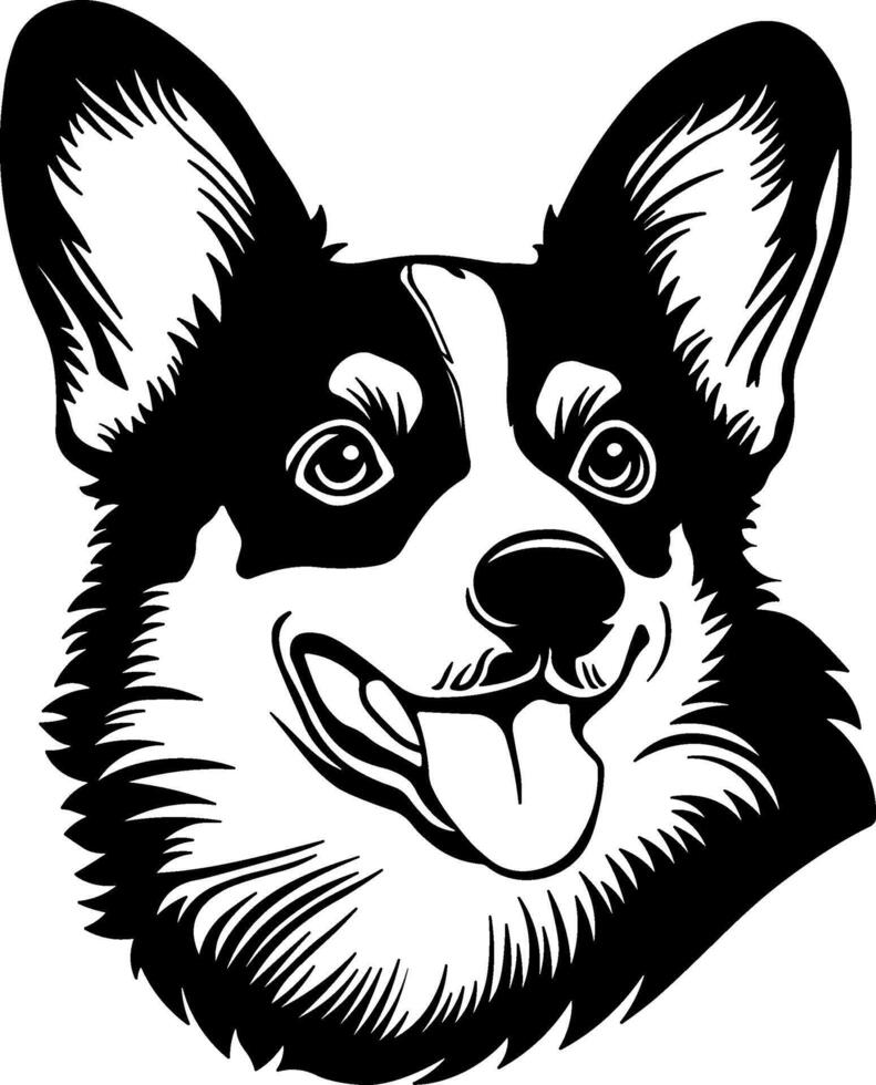black silhouette of a dog or corgi without background vector