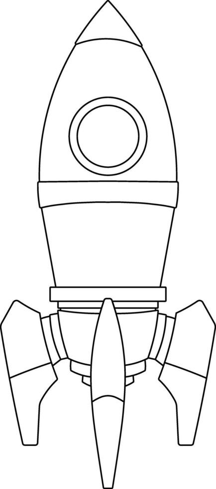 Rocket drawing with black outline without background vector