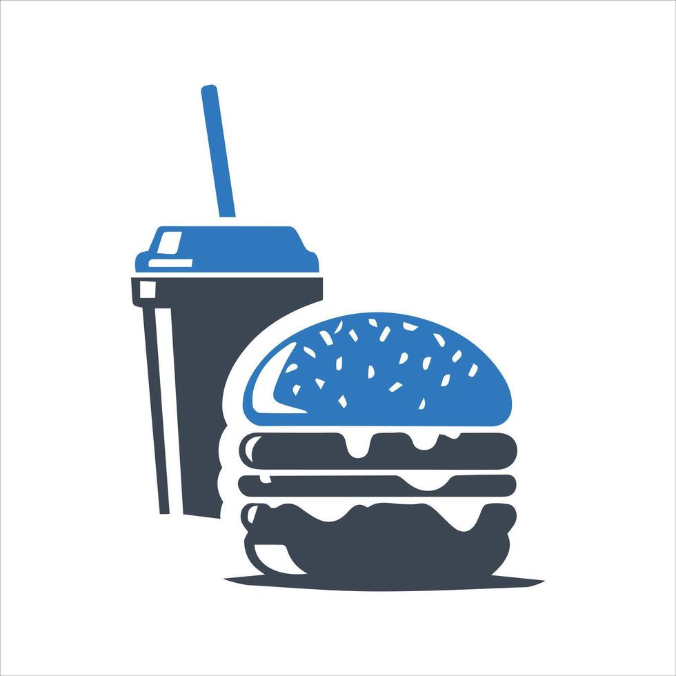 Fast food icon. Burger and soft drink. Restaurant vector