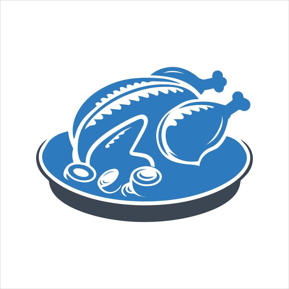 Oven cooked chicken. Chicken icon. Food. Roast chicken vector