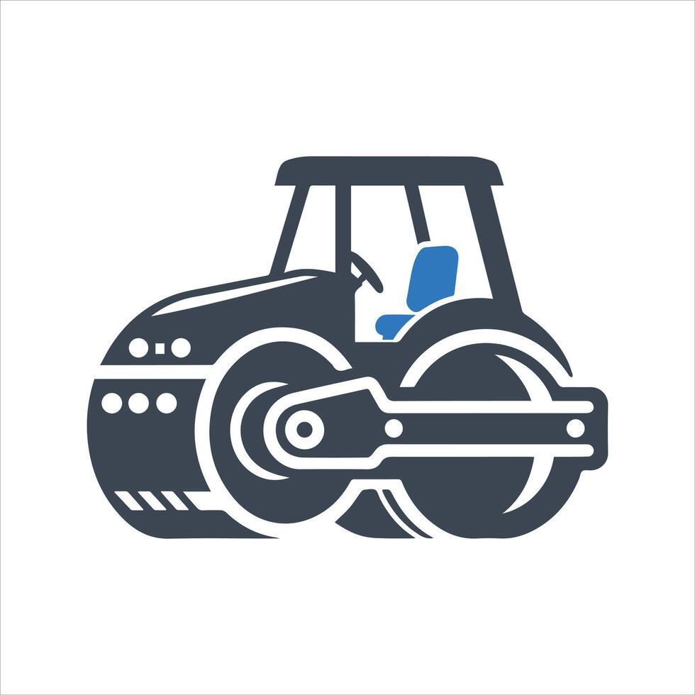 Roller logo. Road roller icon. Road works in progress vector