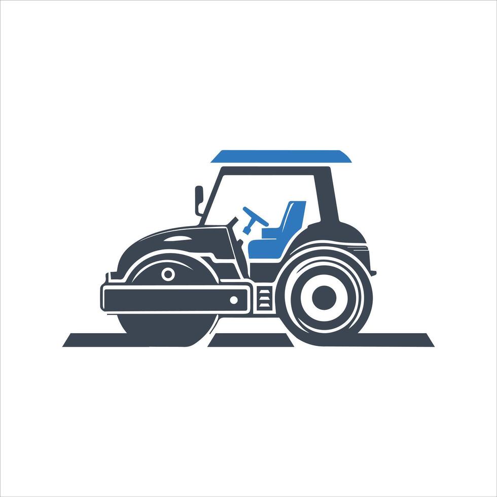 Roller logo. Road roller icon. Road works in progress vector