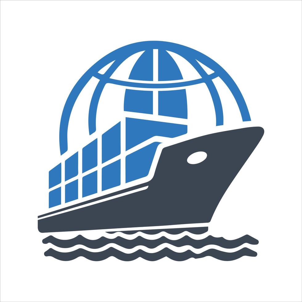 Cargo ship icon. Shipping costs. Global trade vector
