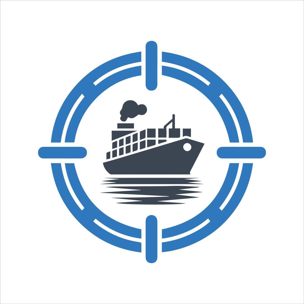 Cargo ship icon. Attack. Target vector