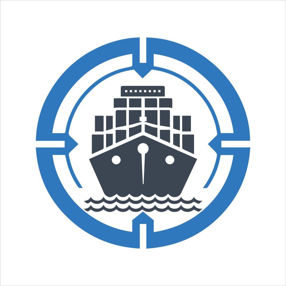 Cargo ship icon. Attack. Target vector