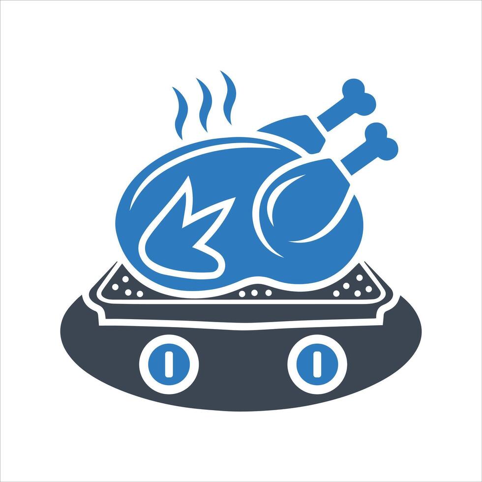 Oven cooked chicken. Chicken icon. Food. Roast chicken vector