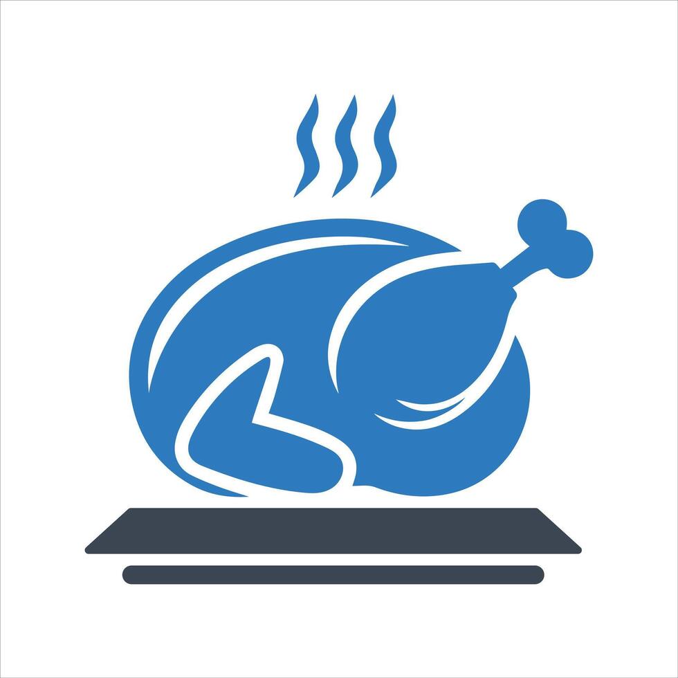 Oven cooked chicken. Chicken icon. Food. Roast chicken vector