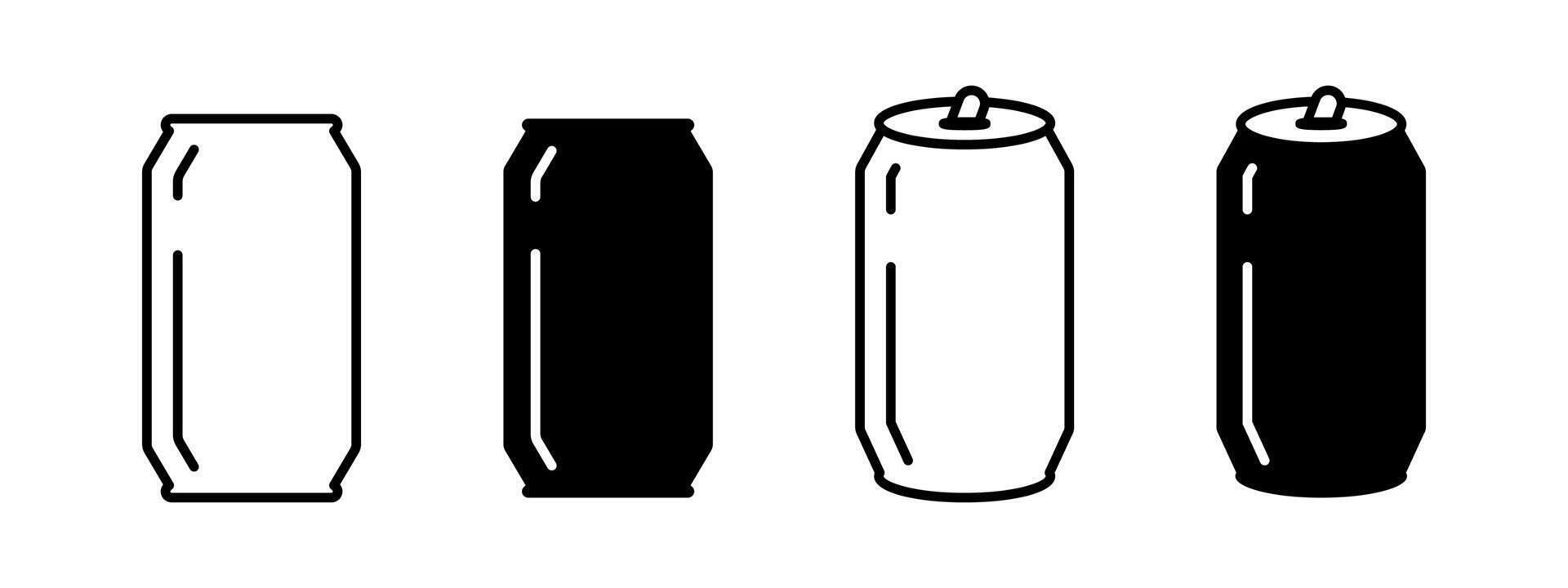Beer can icon. Soda can symbol. Sparkling water tin illustration. Beverage aluminum container sign. Cola drink can pictogram. Recyclable metal container concept. vector