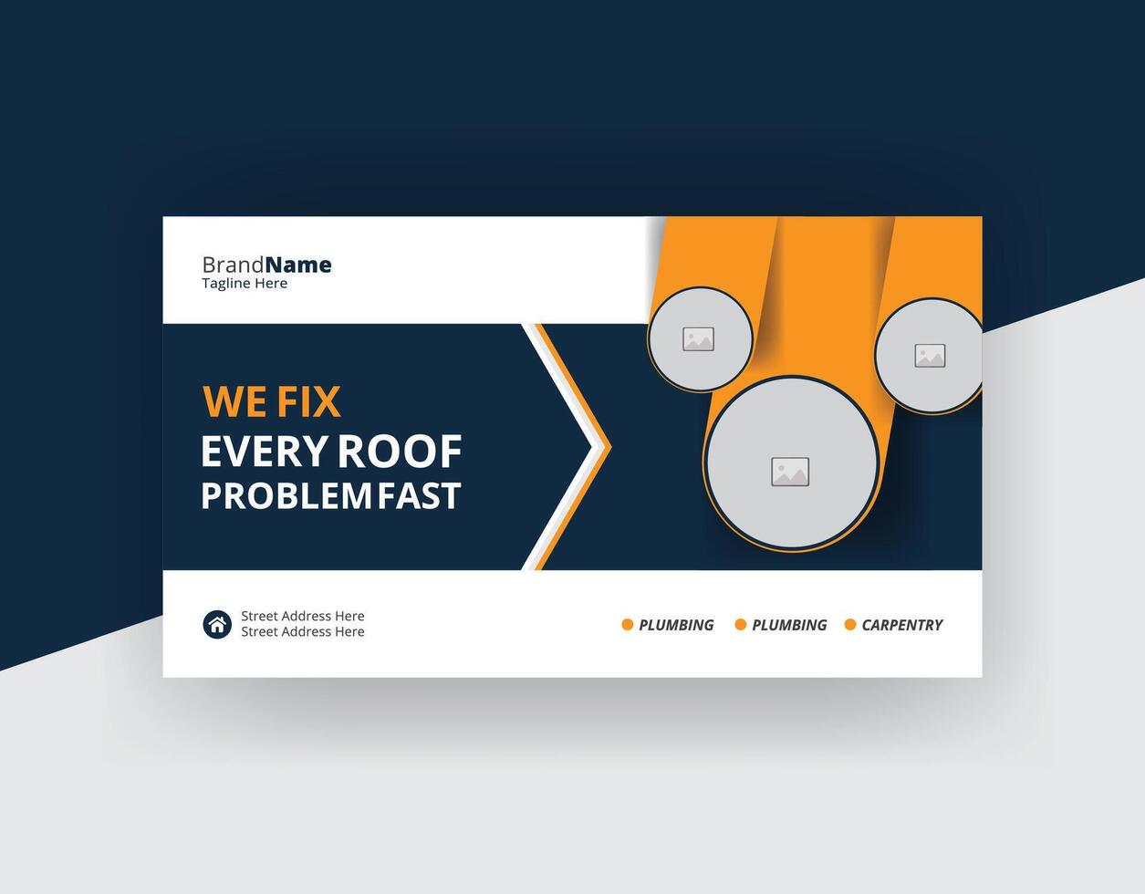 Home roofing thumbnail design vector