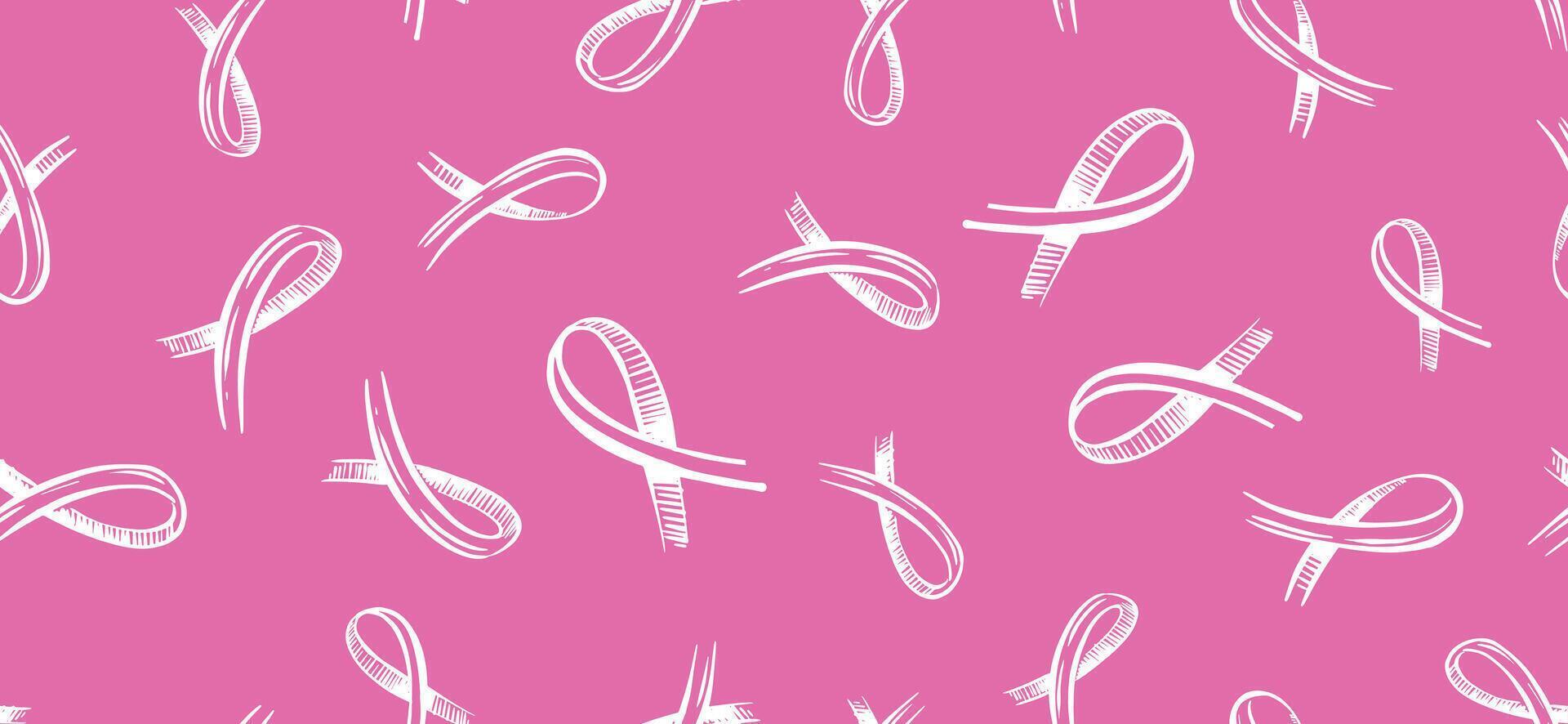 Breast cancer day, pattern on pink. Illustration. vector