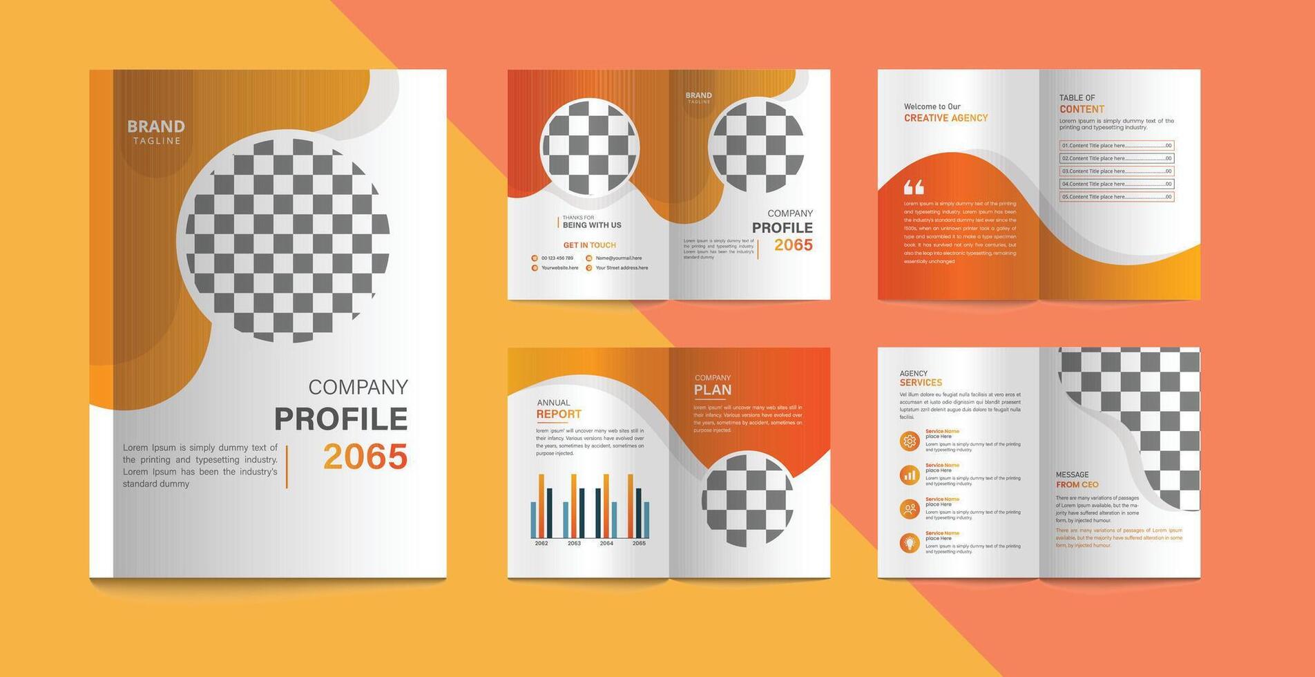 Pages company profile brochure template vector