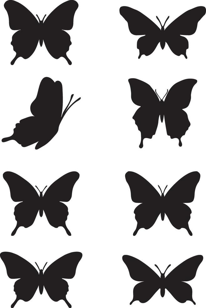Elegant Butterfly Silhouette Set Designs vector