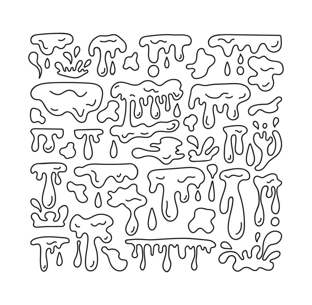 Hand drawn bee honey flow liquid melt and drop. Doodle graphic illustration vector