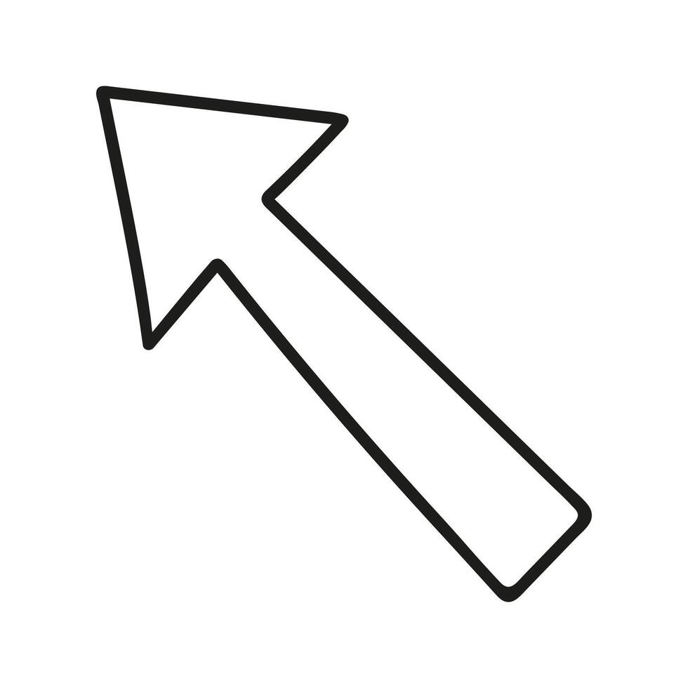 Doodle line silhouette arrow Illustration up and left direction vector