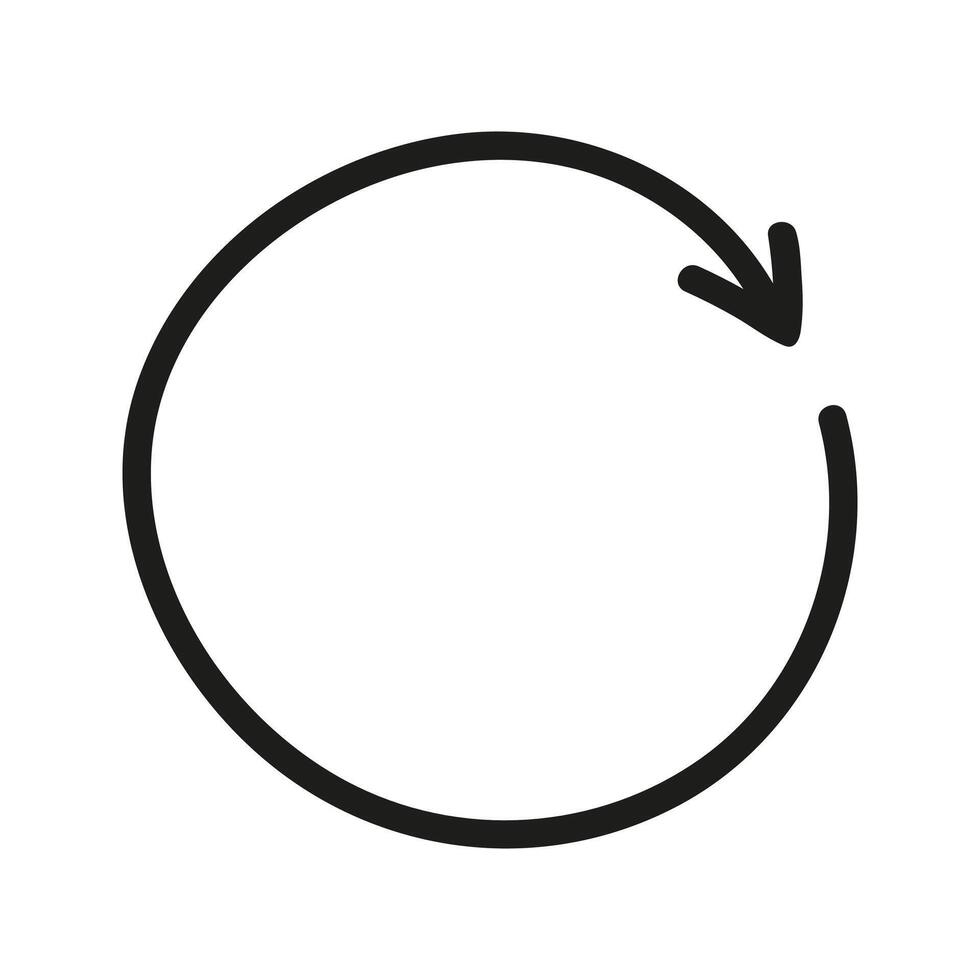 Thin line arrow turn in circle doodle element vector