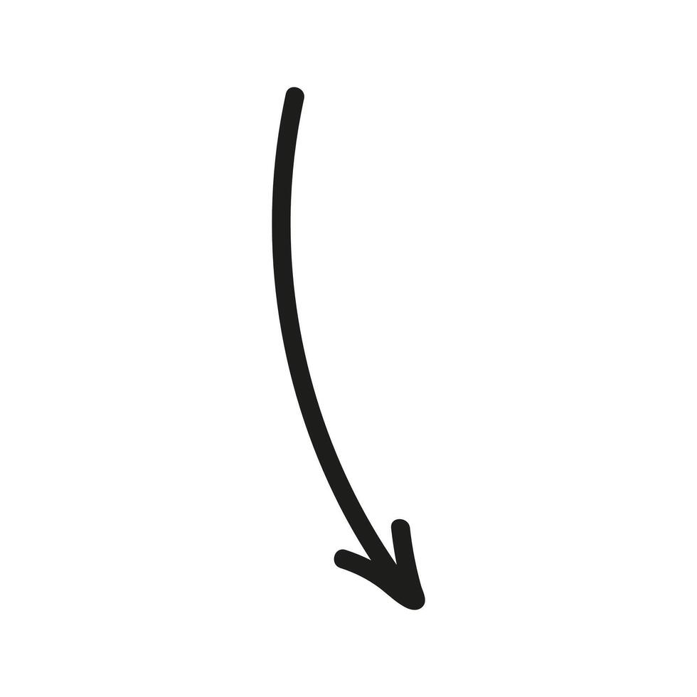 Doodle thin line arrow down vector