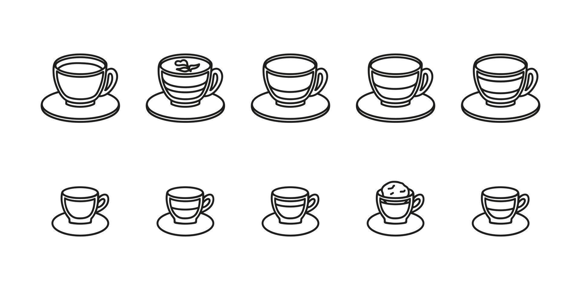 Hand drawn collection coffee shop menu with espresso, doppio, glace, ristretto, latte, cocoa, chocolate, cappuccino, americano, lungo, flat white coffee doodle vector