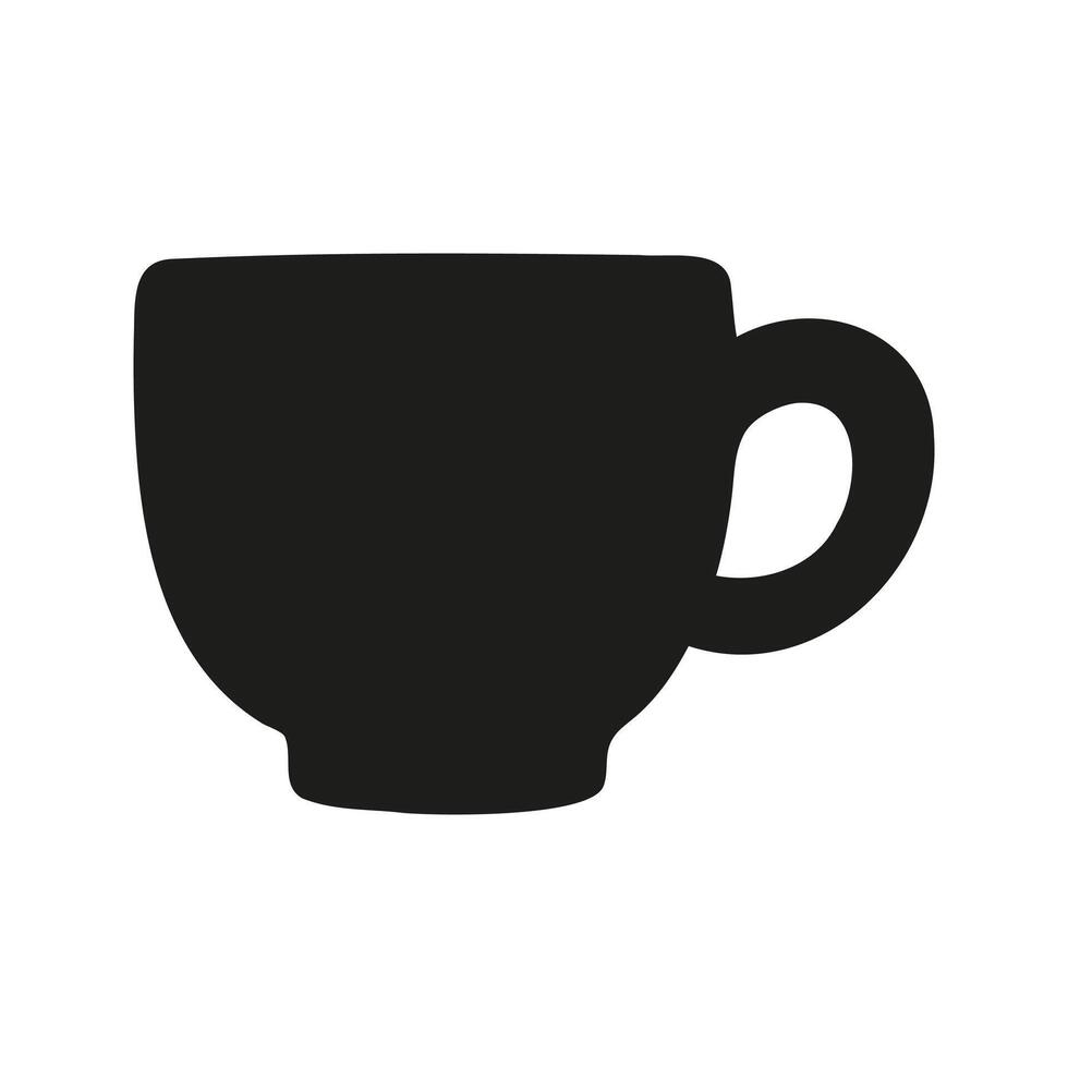 Single coffee cup silhouette. Hand drawn, doodle illustrations. vector