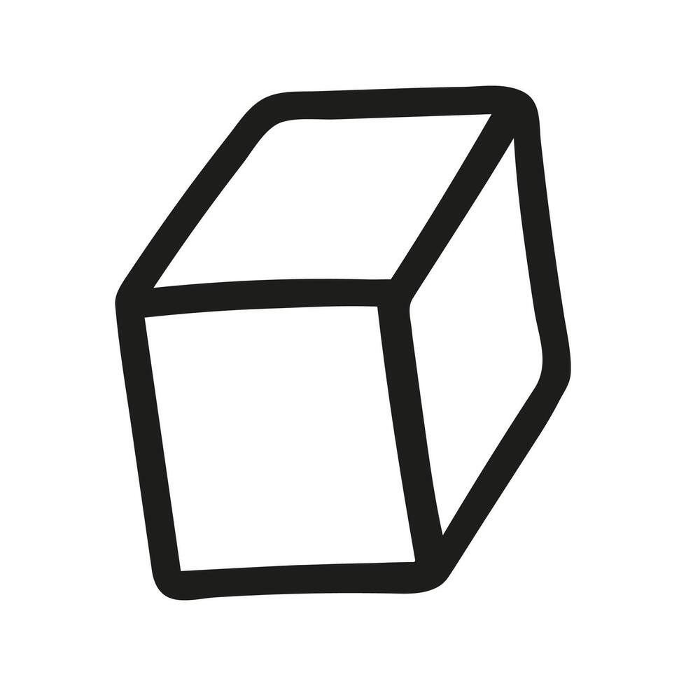 Simple cube sugar or ice for menu design, geometric shape. Hand drawn doodle illustration. vector