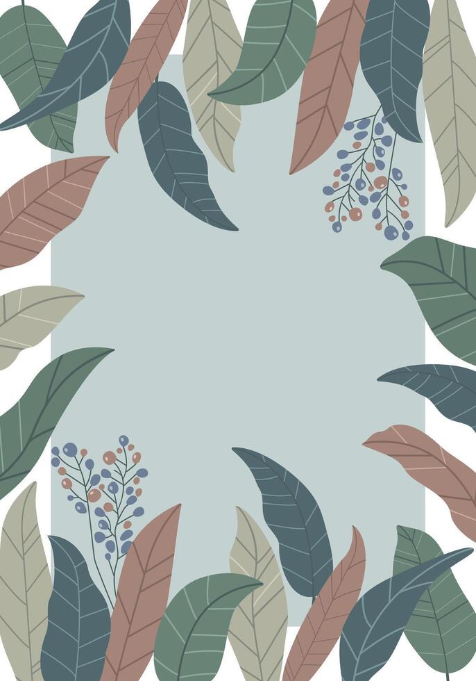 Greeting card with stylized leaves. in boho style. vector