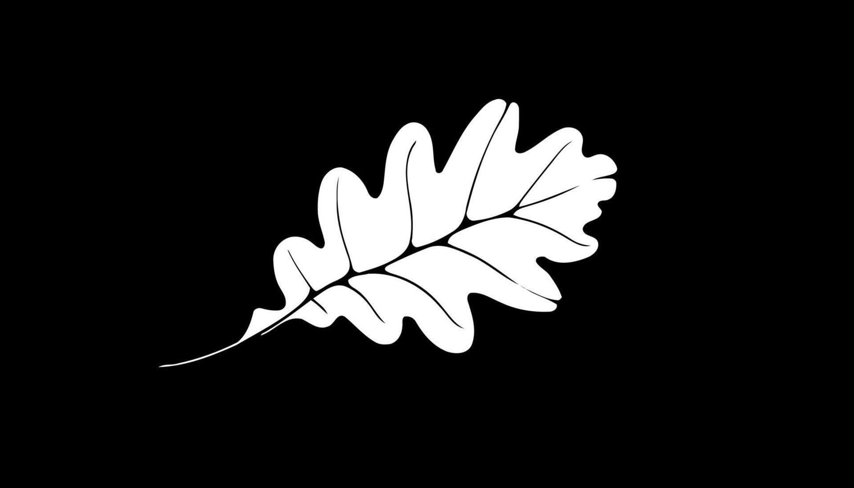 stylized white oak leaf on a black background vector