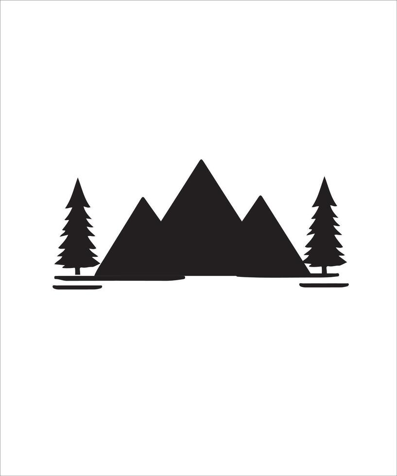 Mountain icon with tree vector