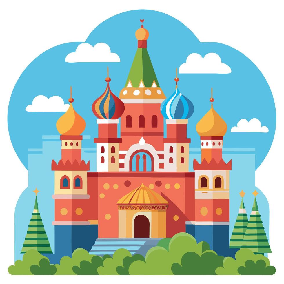 Moscow kremlin tower. Russian architecture. Famous red square landmark. USSR culture and capital city. Kremlin monument vector