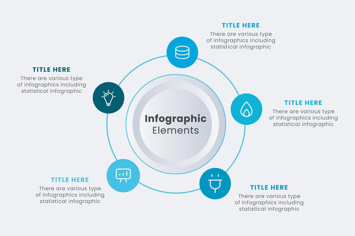 Infographic design template, A circle infographic with 5 steps can be used for workflow layout, presentation, diagram, web design, and illustration. vector