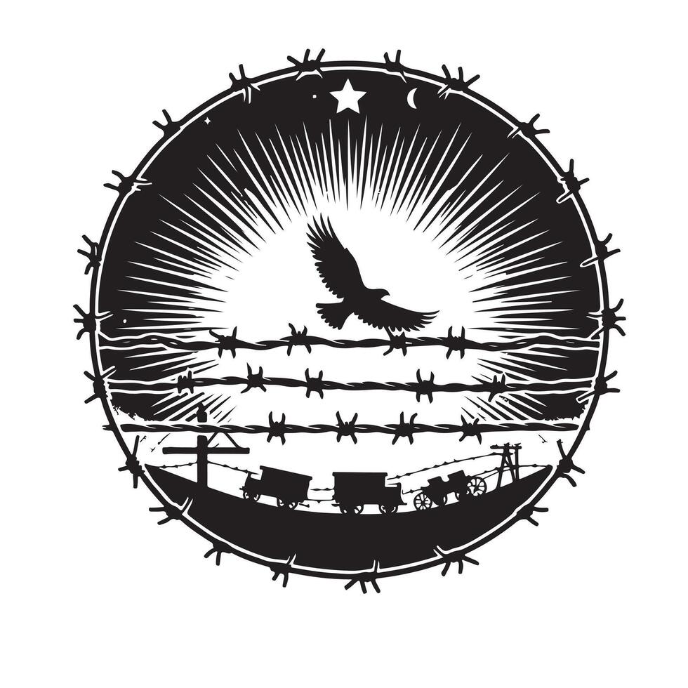 A barbed wire silhouette on white background 10 EPS vector